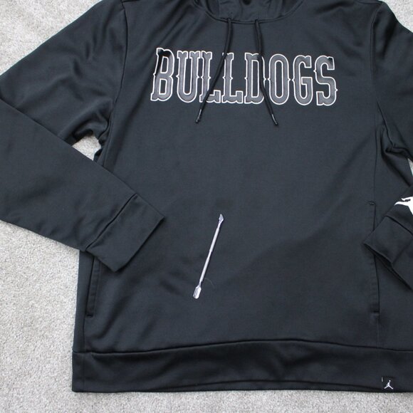 Jordan Hoodie Mens Medium Black Bulldogs Logo 100% Polyester Hooded Sweatshirt - Picture 7 of 16
